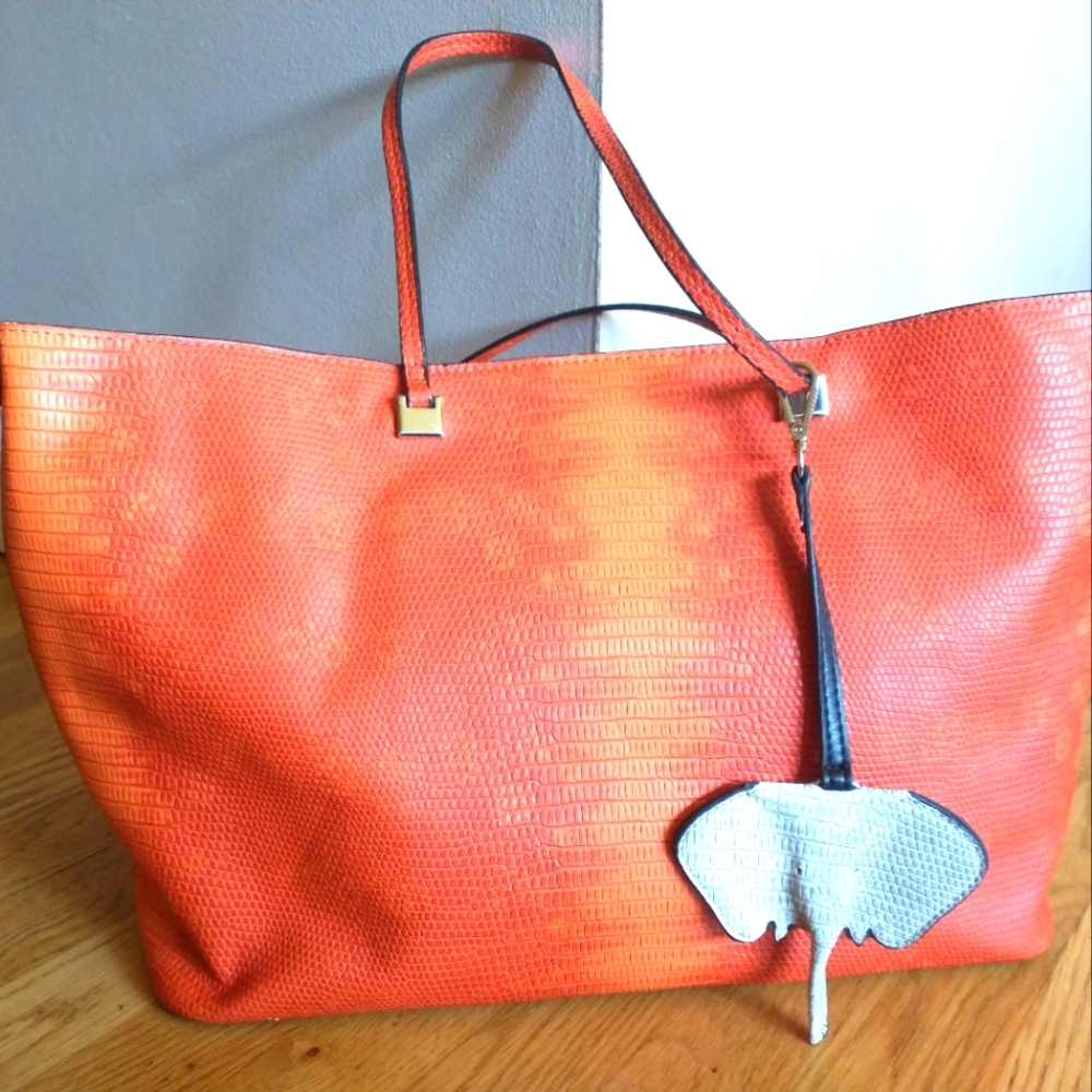 Christian Siriano Orange Tote (Faux Snakeskin)